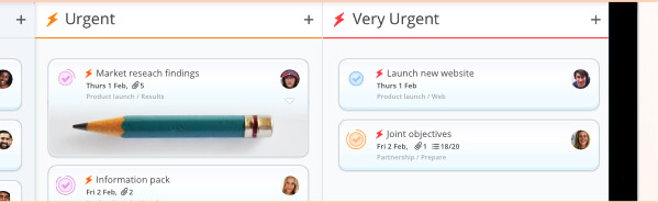 Urgency lists view droptask