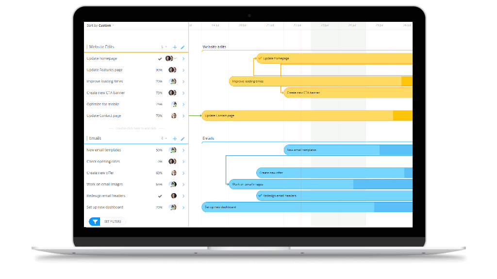 Note down tasks in Gantt timeline